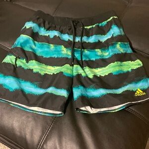 Men’s XL Adidas black, green & yellow swim trunks